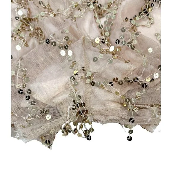Gold Metallic Flirty Sequined Sheer Mini Romper  Prom Glam Fairy Sexy NWT Sz M - Picture 16 of 16
